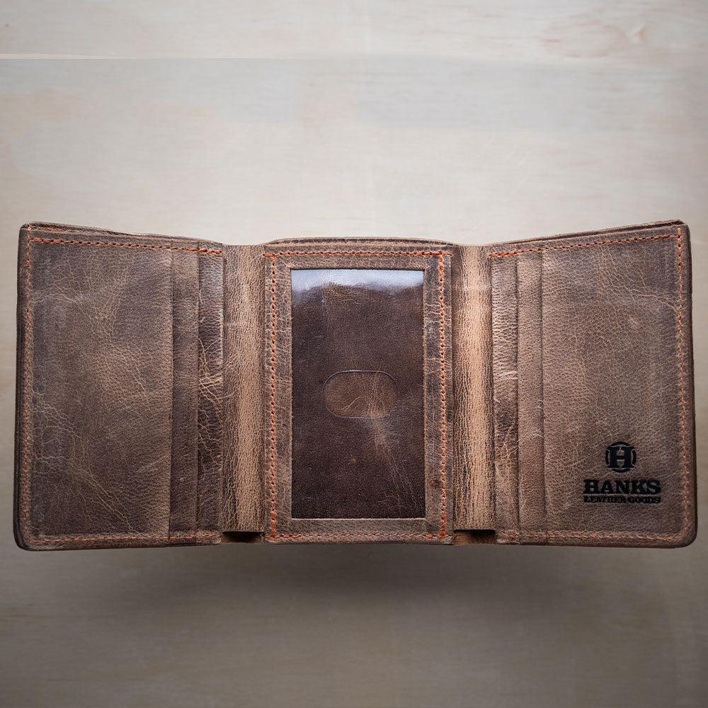 USA Made Leather Trifold Wallet