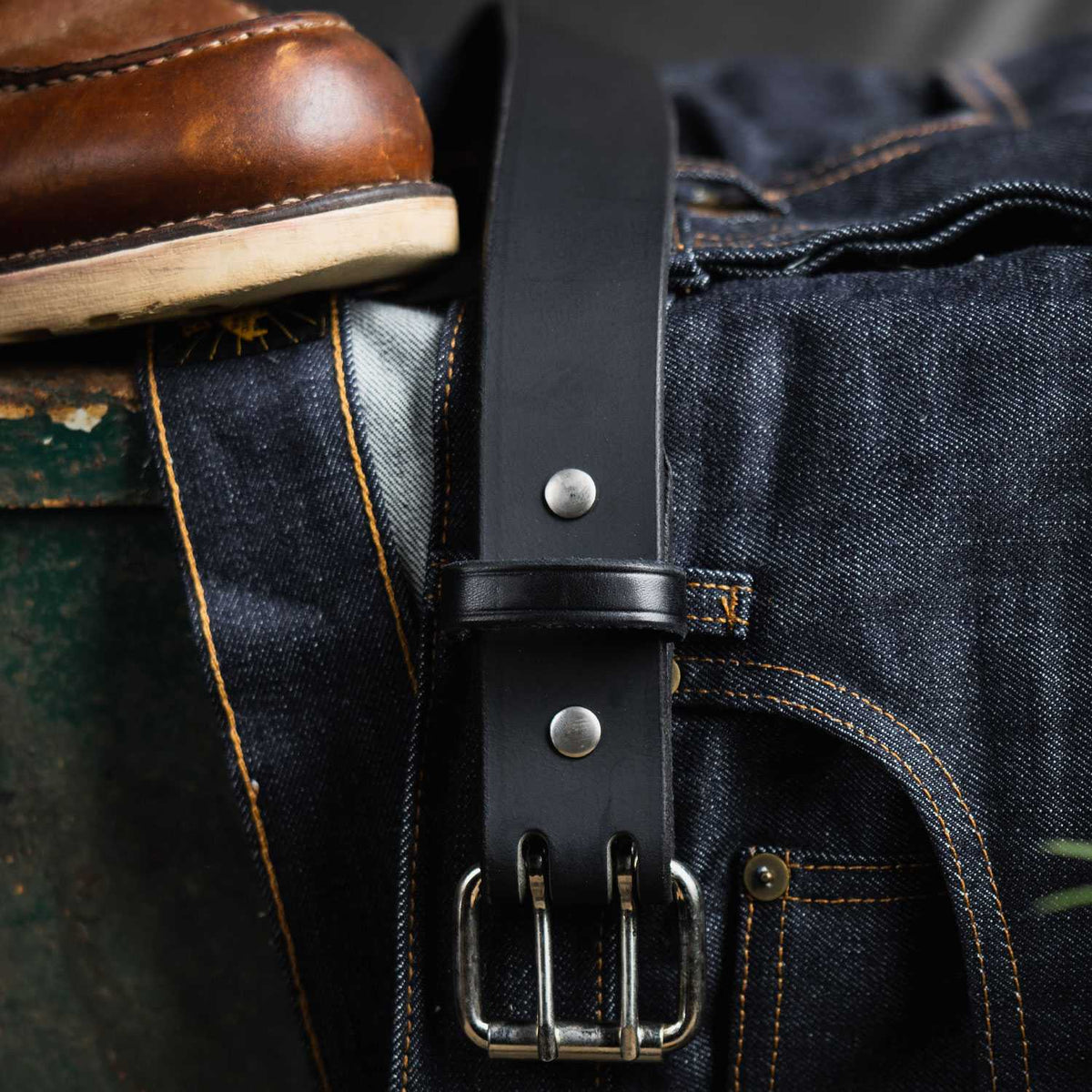 The Legend Double Prong Retro Style Jean Belt 6 Holes - 1.5" Width